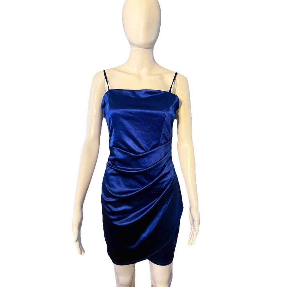 Cocktail Dress Blue Sapphire Jewel Tone Autumn Emerald Sundae Satin Party SZ M